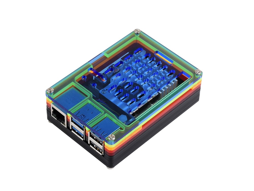 Waveshare Rainbow Acrylic Case For Raspberry Pi 5 Support Official Active Cooler