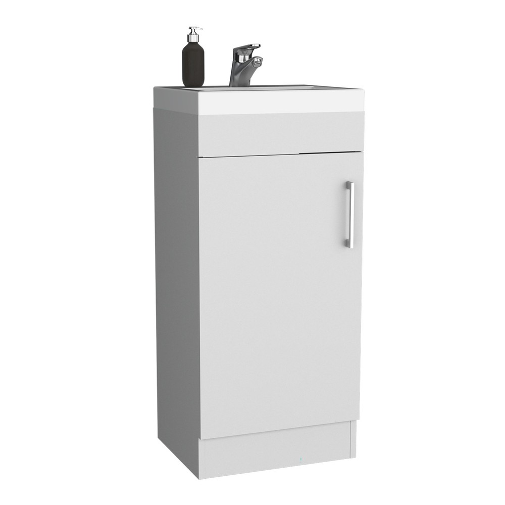 Bathroom Vanity with SInk, Single Door Cabinet, White