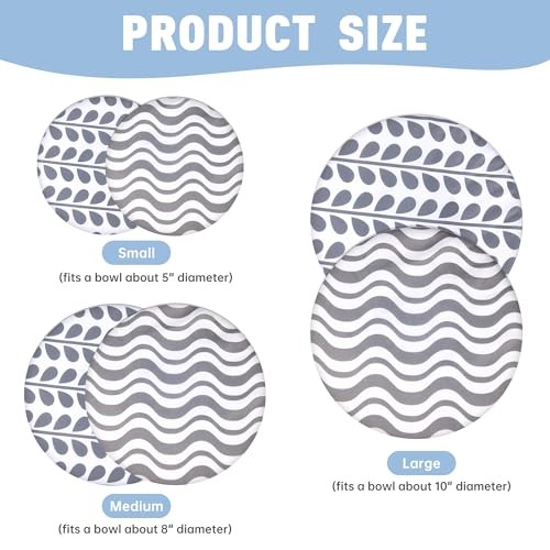 6 PCS Bowl Covers for Bread Proofing, Reusable Elastic Fabric Grey Texture