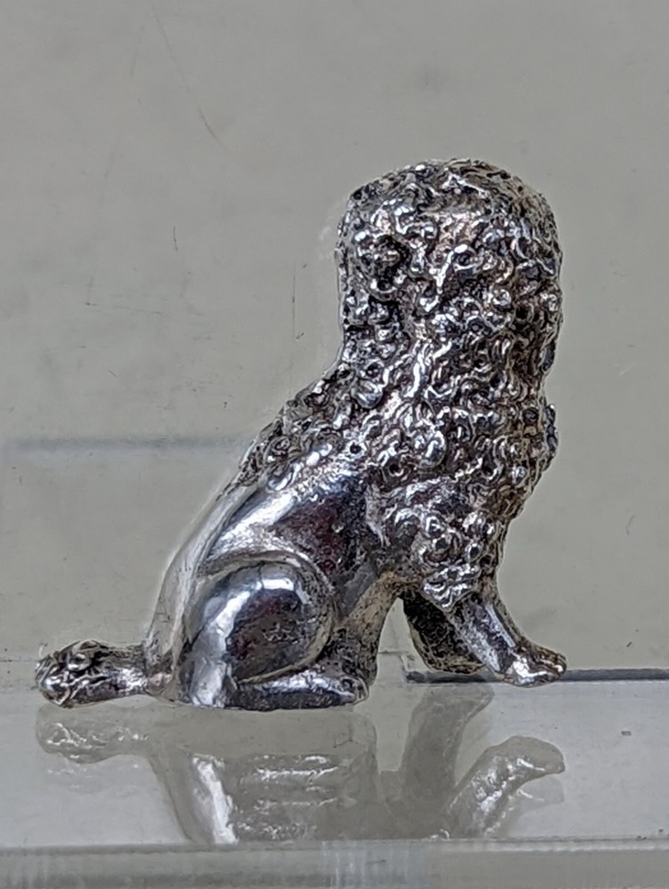1902 Solid silver miniature poodle dog figure