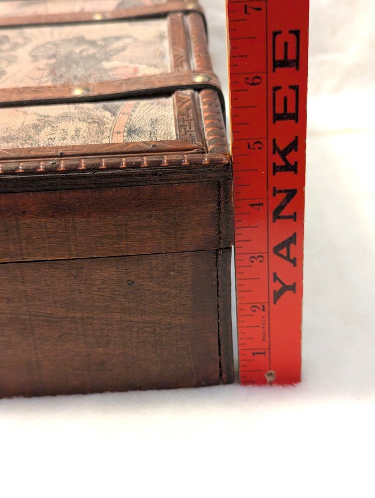 Vintage Old World Map Wooden Suitcase Trunk Box