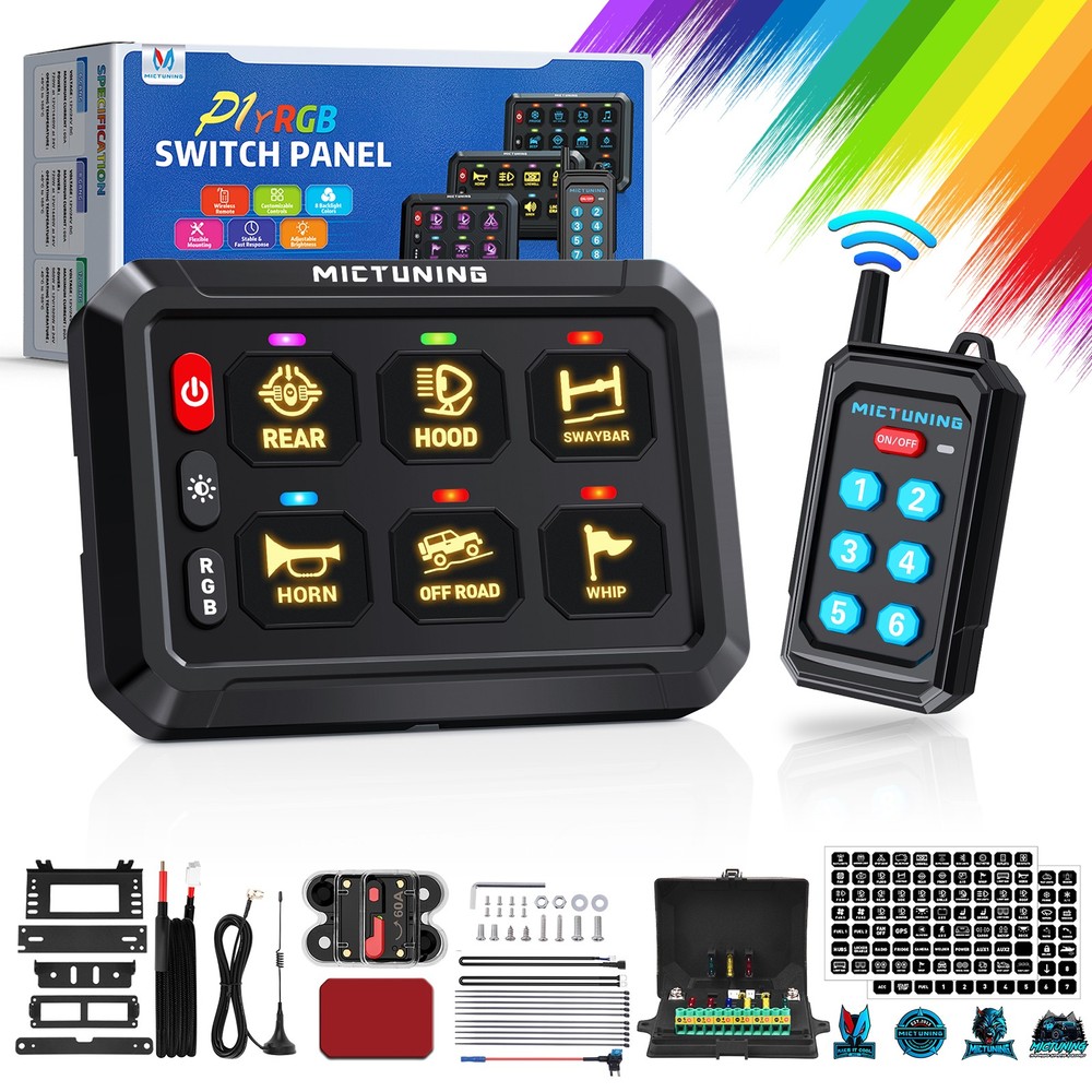 Wireless RGB 6/8/12 Gang Switch Panel 12v Bluetooth APP / Remote Circuit Control