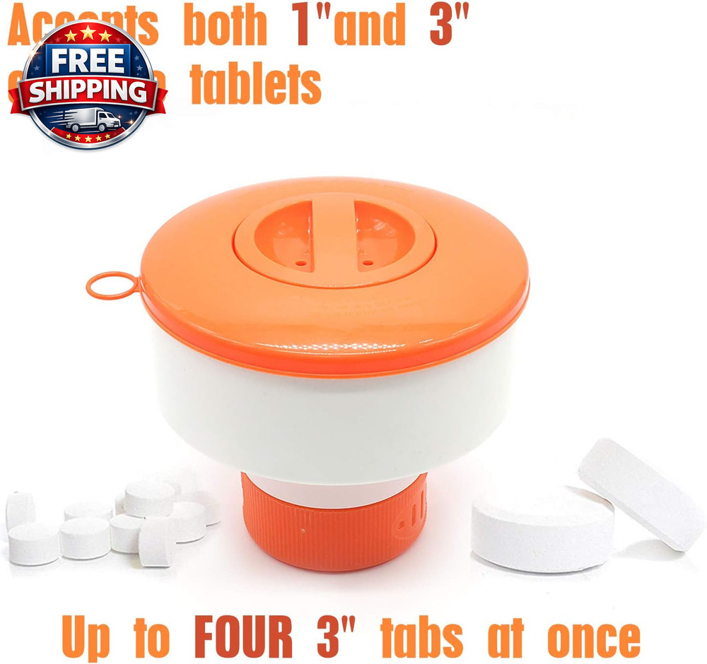 Pool Chlorine Floater, 7" Diameter Floatation Device Can Accommodate 3" Tablet C