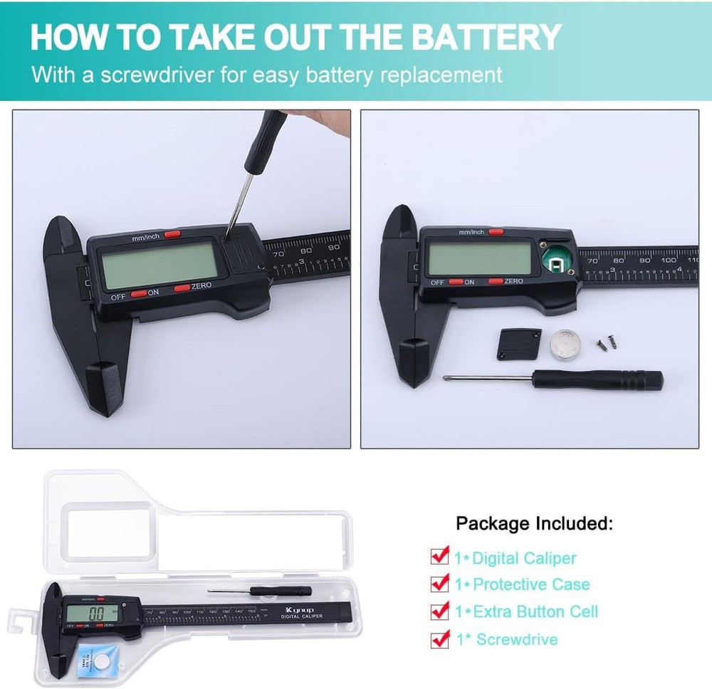 Ynup Digital Caliper, Caliper Measuring Tool with LCD Screen,