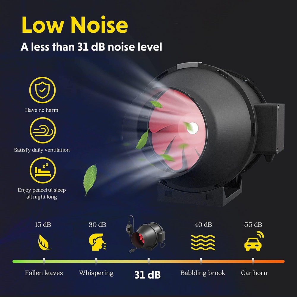 4 Inch 200 CFM Exhaust Inline Duct Fan with Variable Speed Controller