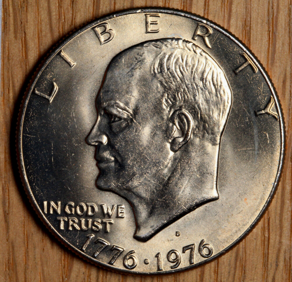 1976 D Eisenhower Ike $1 Dollar - Type 1 - Bold - BU - Choice Uncirculated
