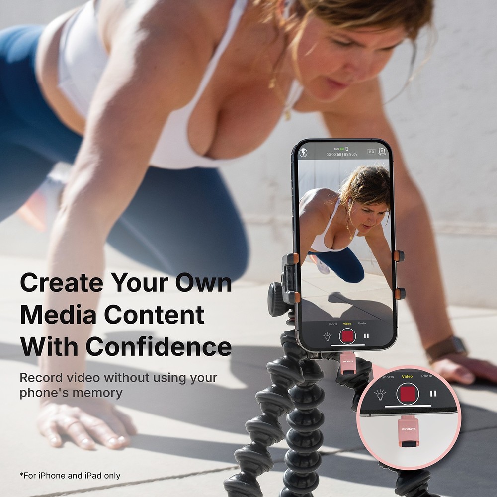 PioData Micro SD Card Reader for USB C iPhone, iPad, Android iXflash Q mini Pink