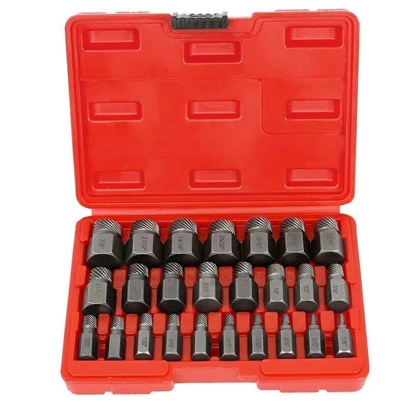 Multi-Spline Screw Extractor Set Hex Head Bit Socket Wrench Bolt Remover 25Pcs