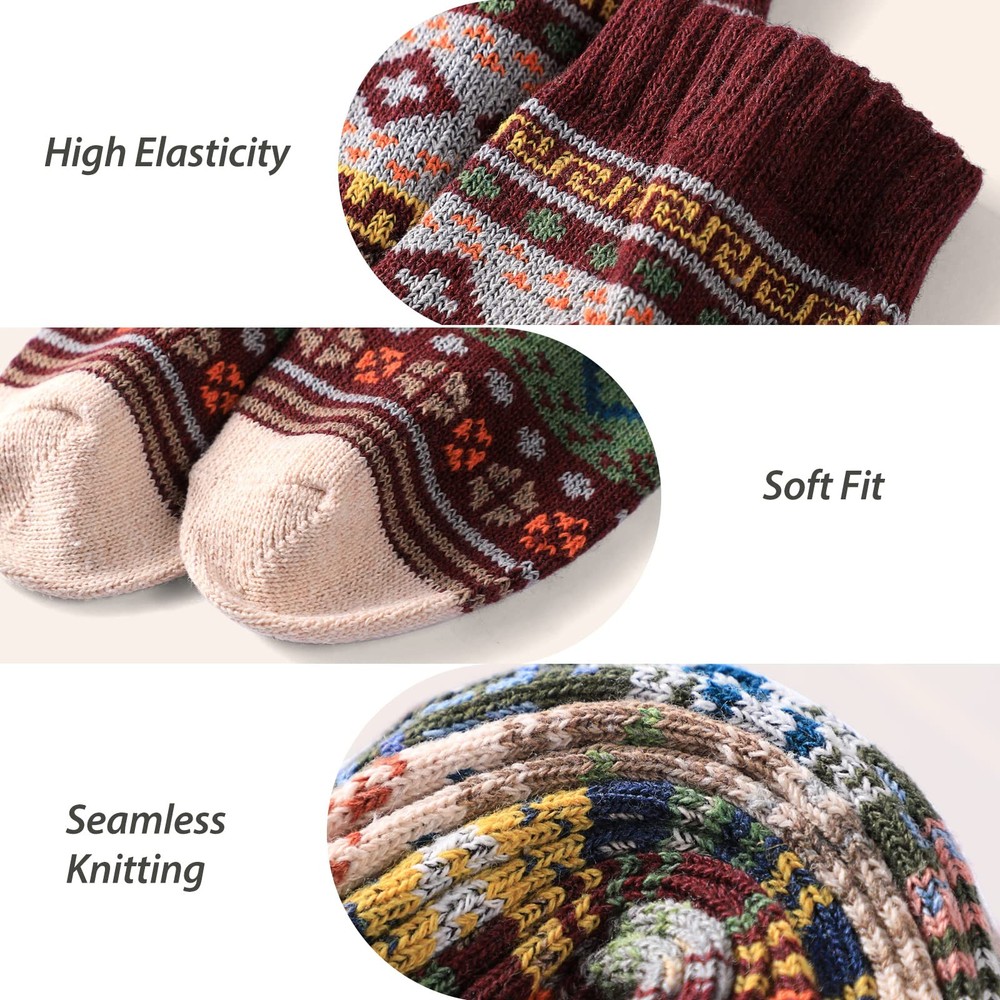 Nimalpal 5 Pairs Wool Socks - Boot 6-10, 5 Multicolor