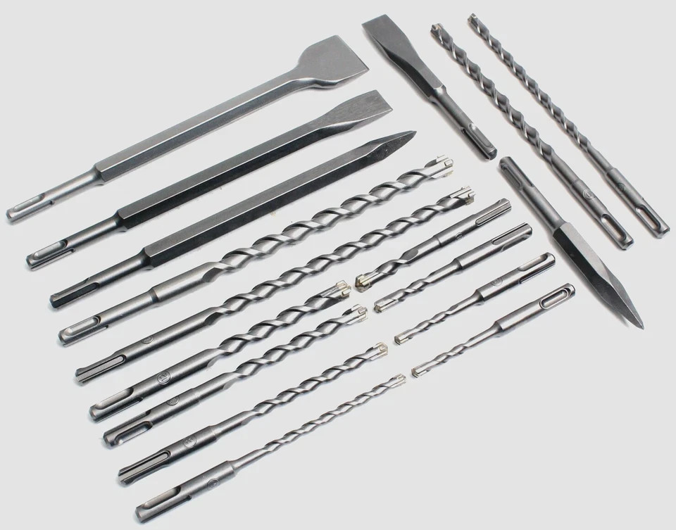 17pc Drill Bits & Chisel SDS Plus Rotary Hammer Bit Set Fits Bosch & Hilti Tools