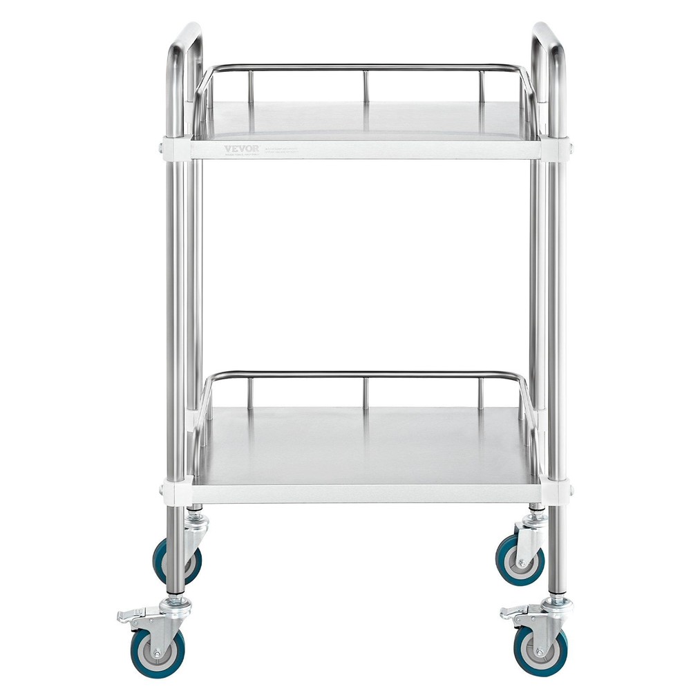 2-Shelf Mobile Shelf 34.06in Stainless with Casters