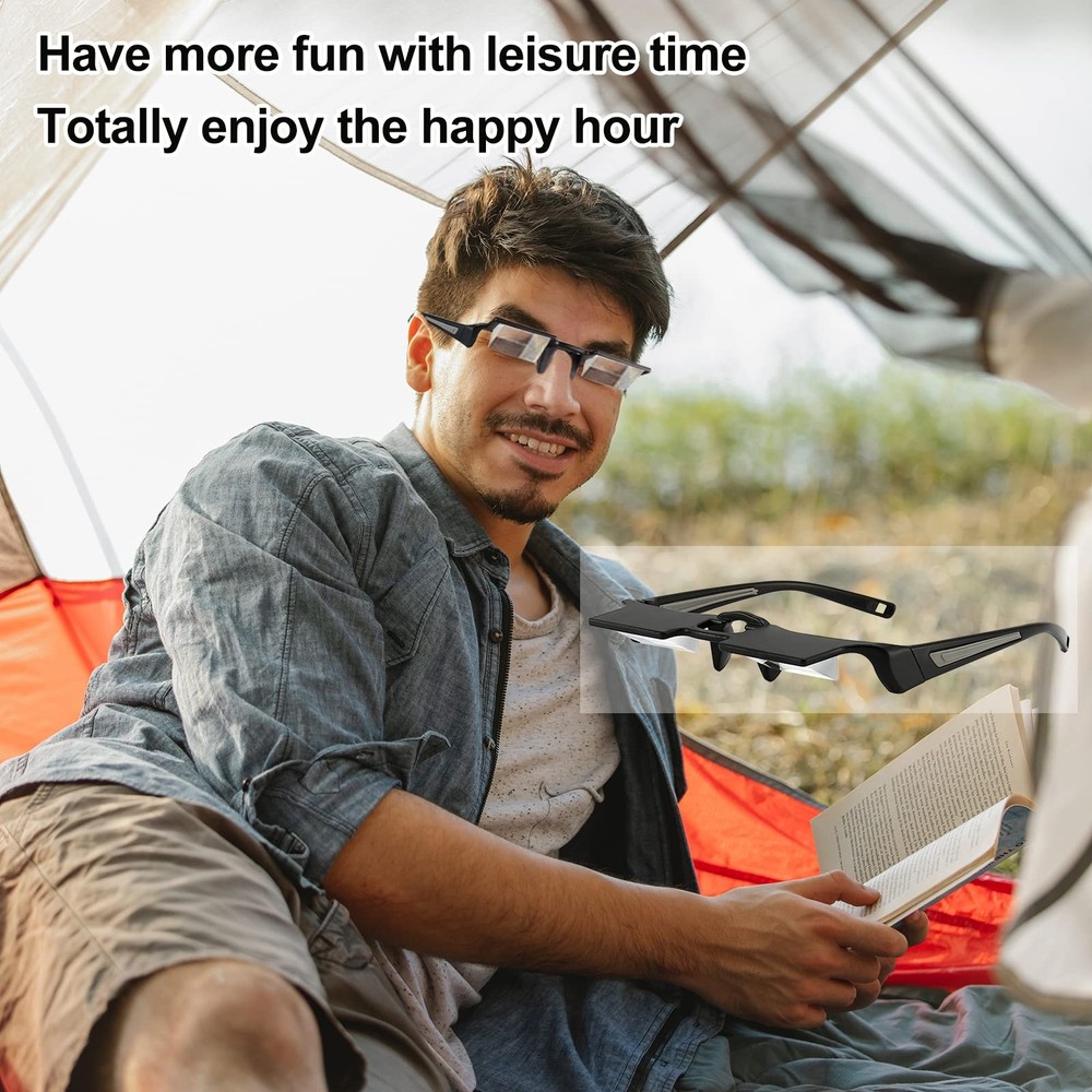 90° Angle Prism Reading Glasses for Lying Down, Watching TV, Mobile Use