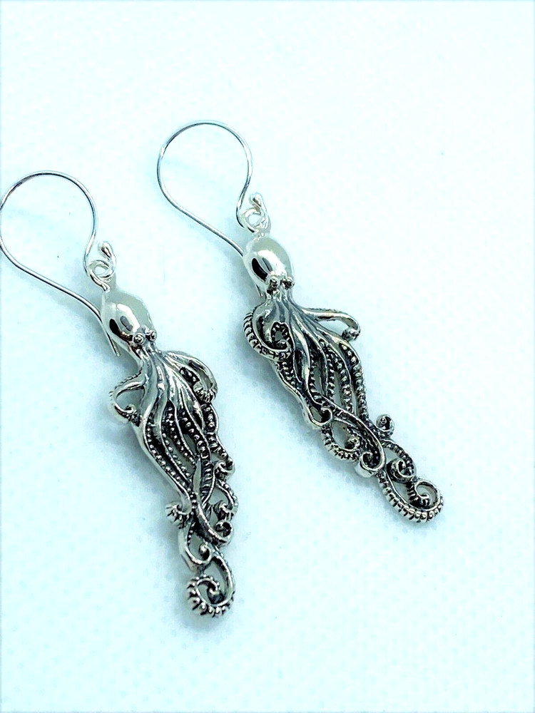 Octopus Earrings Dangles 925 Sterling