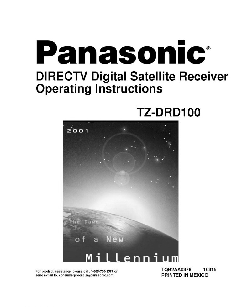 Panasonic TZ-DRD100 Satellite Receiver Owners Instruction Manual