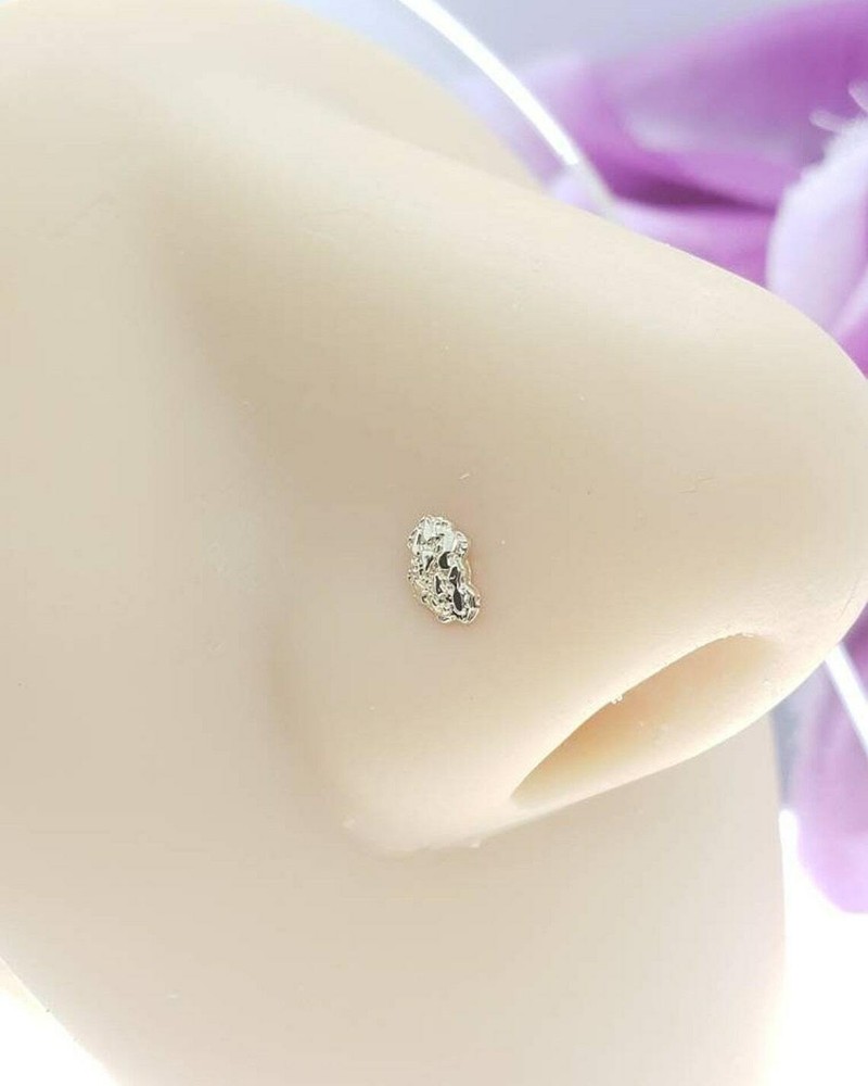 NUGGET 14K Solid Yellow Gold , Nugget Bar Nose Stud, 3 different style Nose Stud