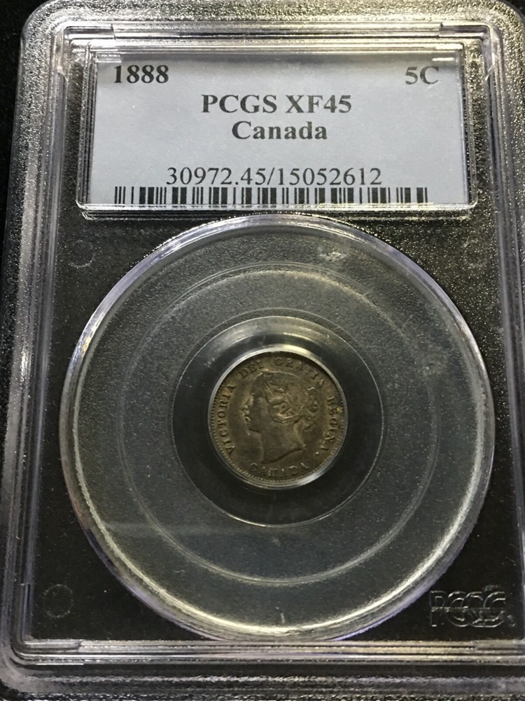 1888 PCGS Graded Canadian, ¢5 Cent, **EF-45** #2612