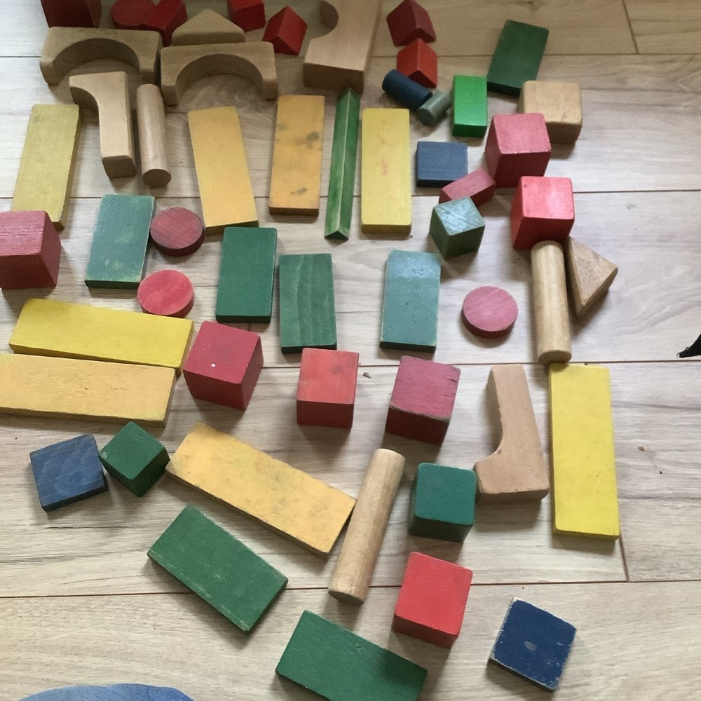 Vintage Wooden Stacking building Bricks