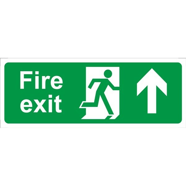 CASTLE PROMOTIONS Fire Exit Arrow Up - Rigid Polypropylene - 150mm x 400mm SS014