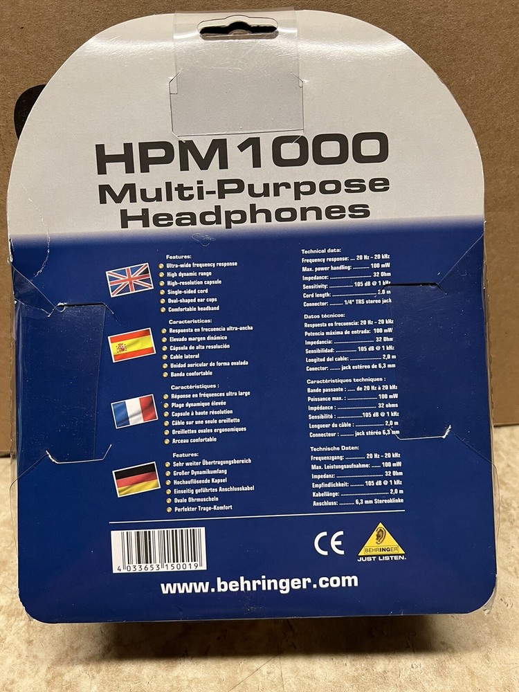 Behringer HPM1000 Multi-Purpose Headphones DJ, Computer Covers Ears NEW