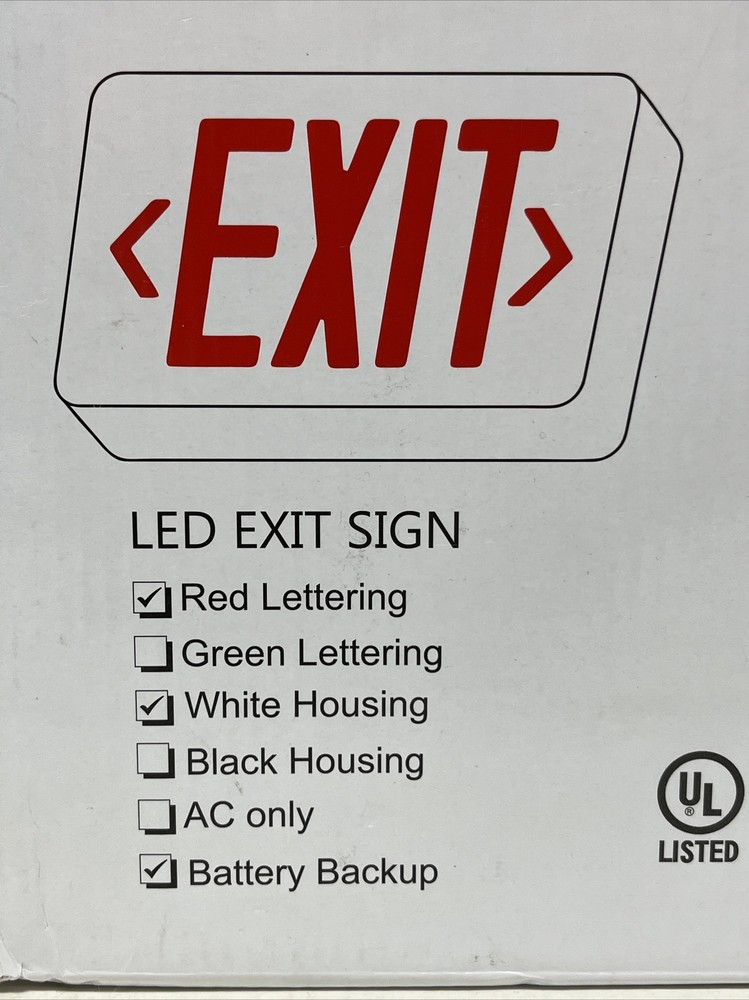 LS-ES037 LED Exit Light Batt Back Up 2-Face NOB