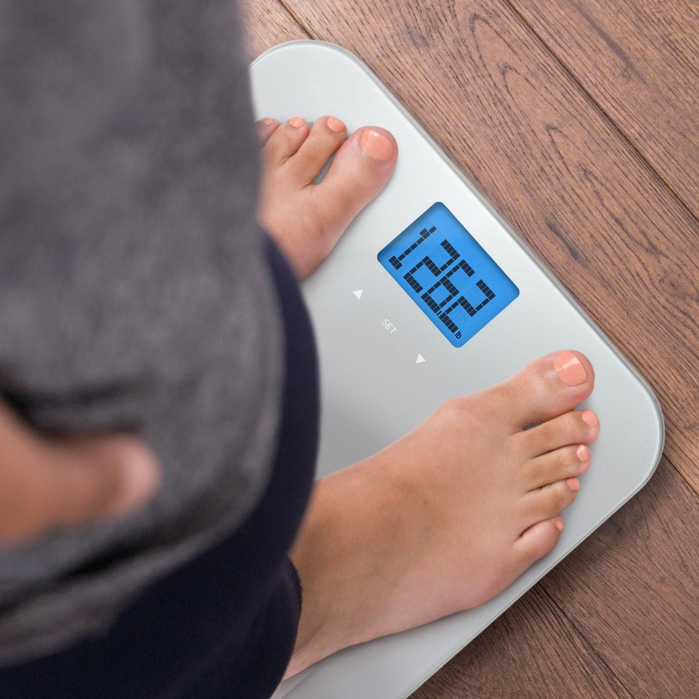 Digital Body Fat Scale with Large Backlit LCD and Smartphone Tracking (Silver)