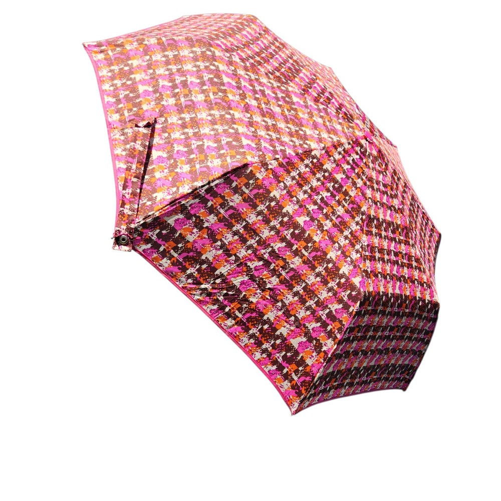 Vera Bradley Compact Umbrella Pink Houndstooth Pattern Automatic Release