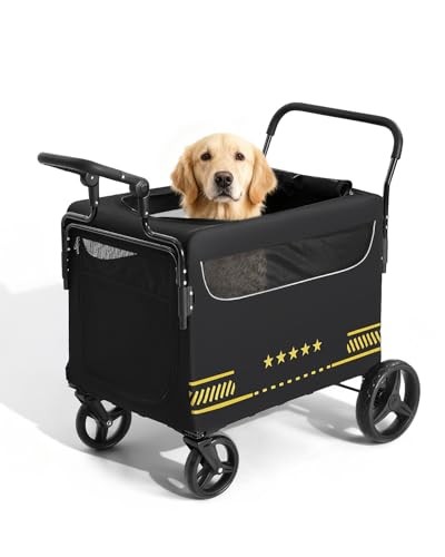 All Terrain Pet Stroller for Medium & Large Dogs with Ramp, Foldable Dog