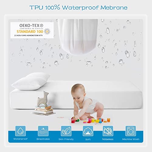 Mattress Protector Waterproof, Breathable & Noiseless Waterproof Twin 2 Pack