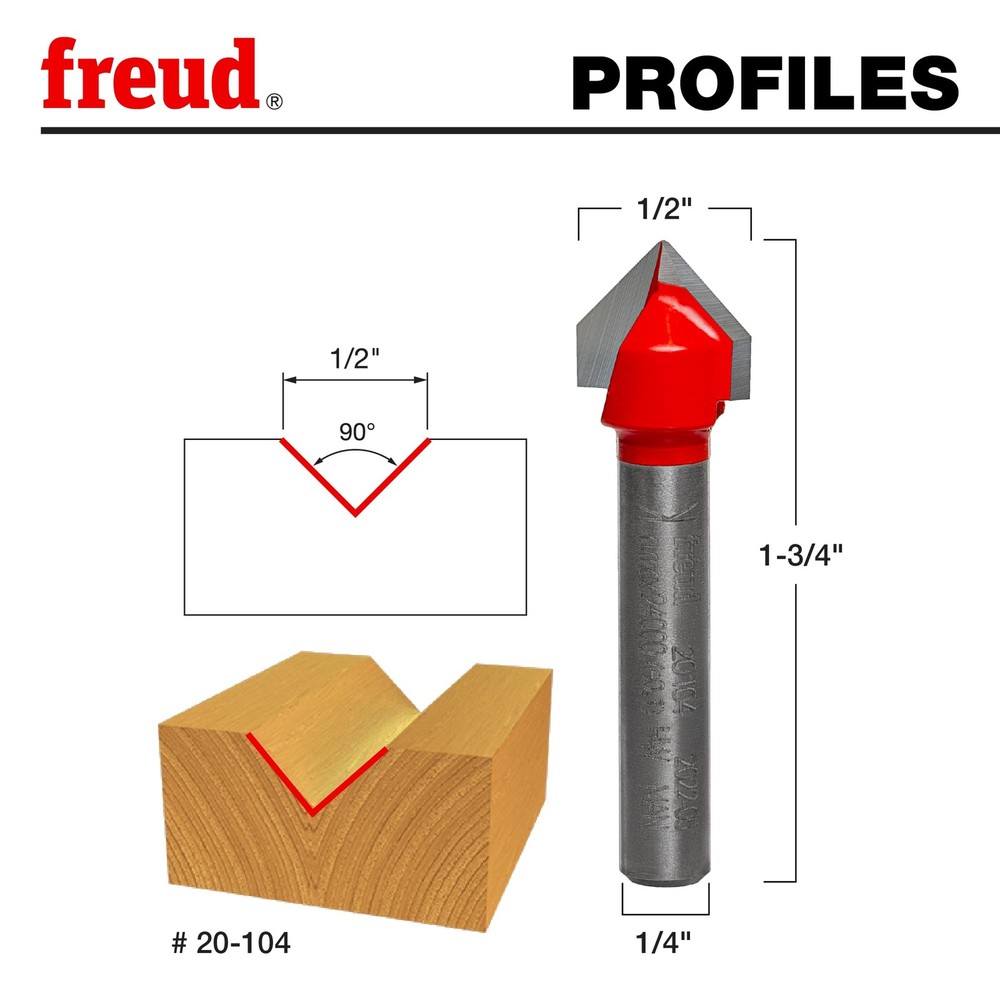 Freud 20-104 1/2" Diameter 90° V Grooving Bit