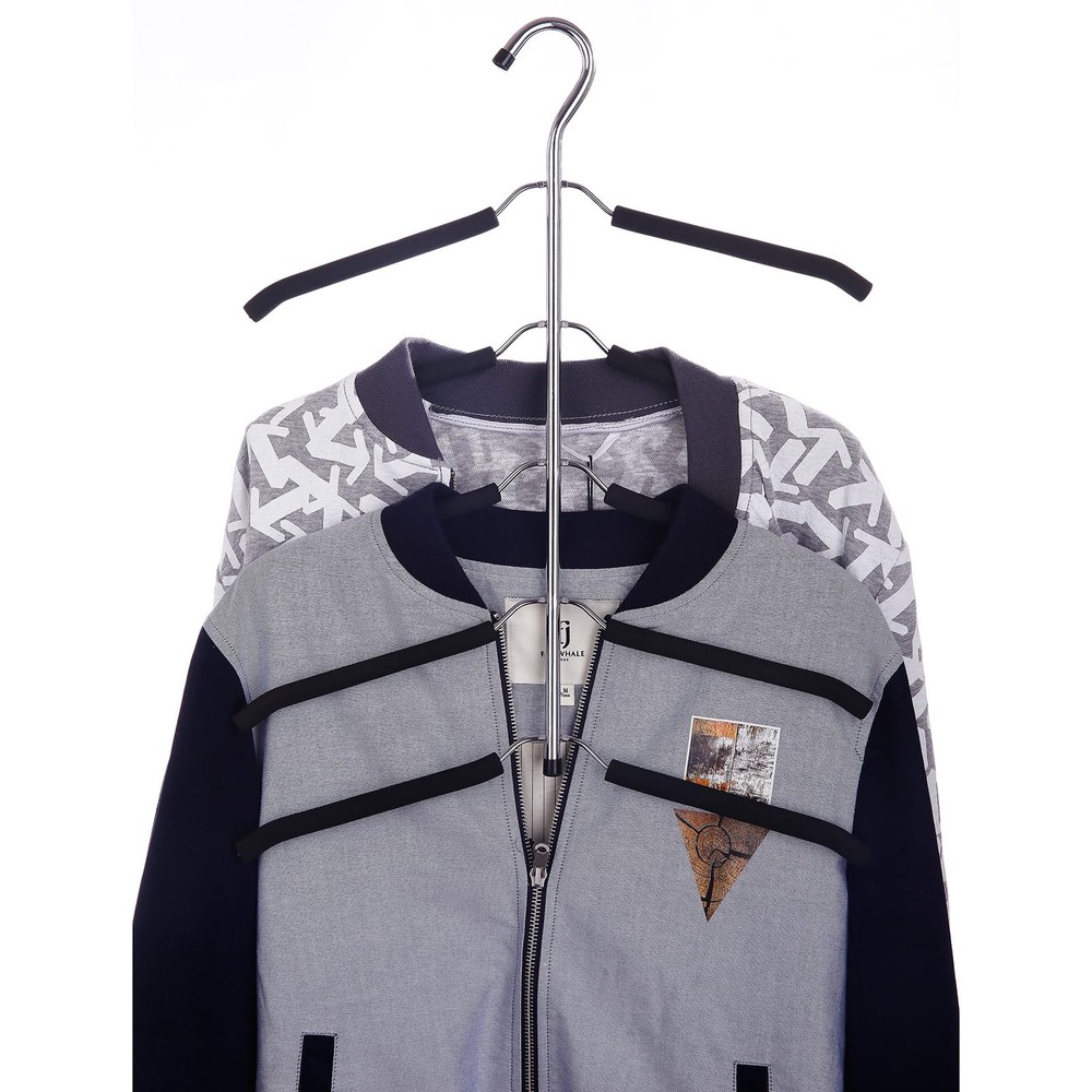 Space Saving Clothes Hangers 5 in 1 Chrome Foam Multi Layer White 3 Pack