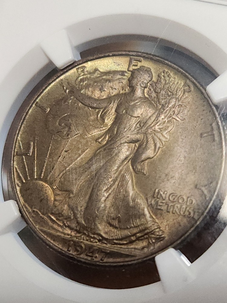 1947 Walking Liberty Silver Half Dollar NGC MS-65 Toned