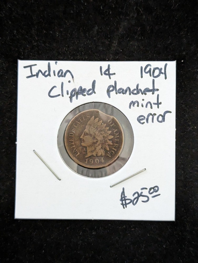 1904 1c Mint ERROR Clipped Planchet Indian Head