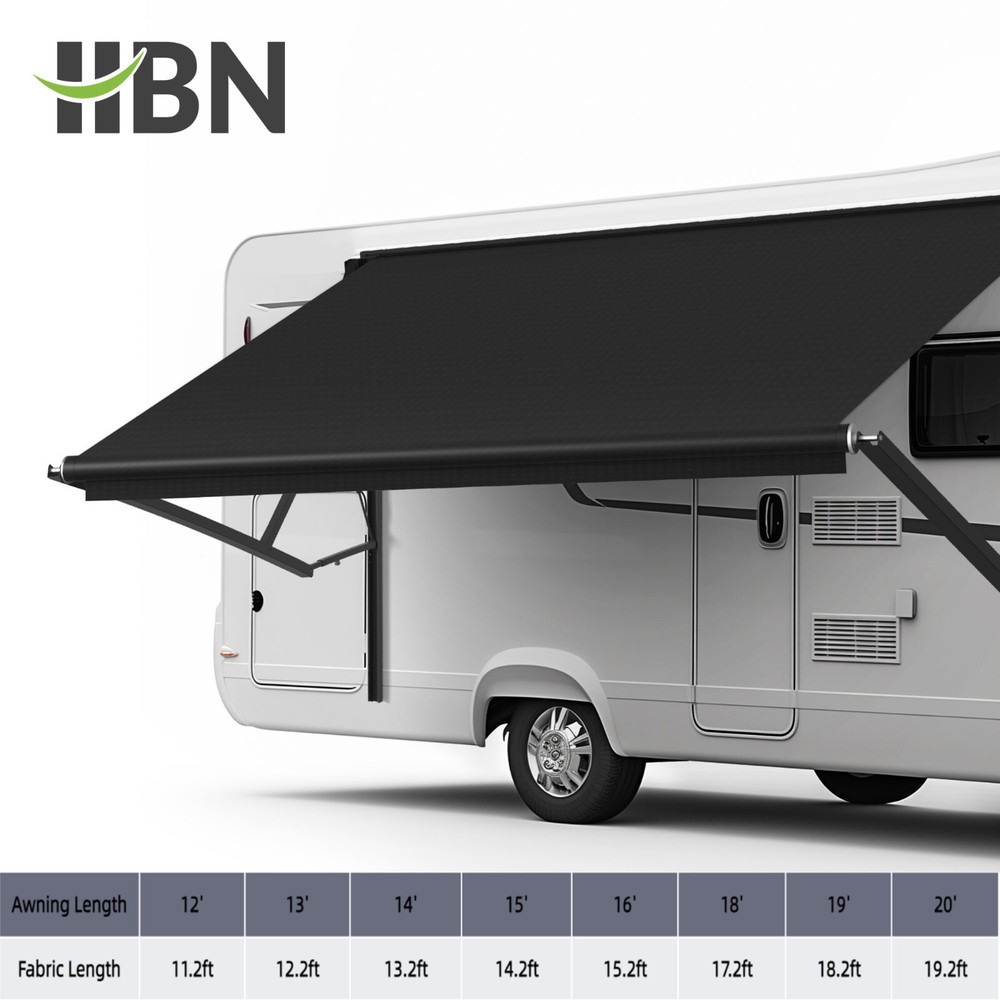 HBN RV Awning Fabric 12-20 Feet Width Camper Vinyl Awning Replacement Shade