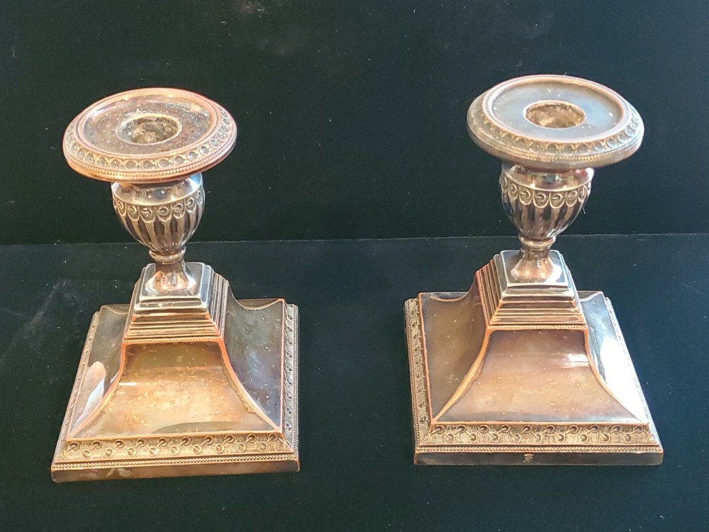 Amazing Art Deco Silver-plated and Copper Candlesticks