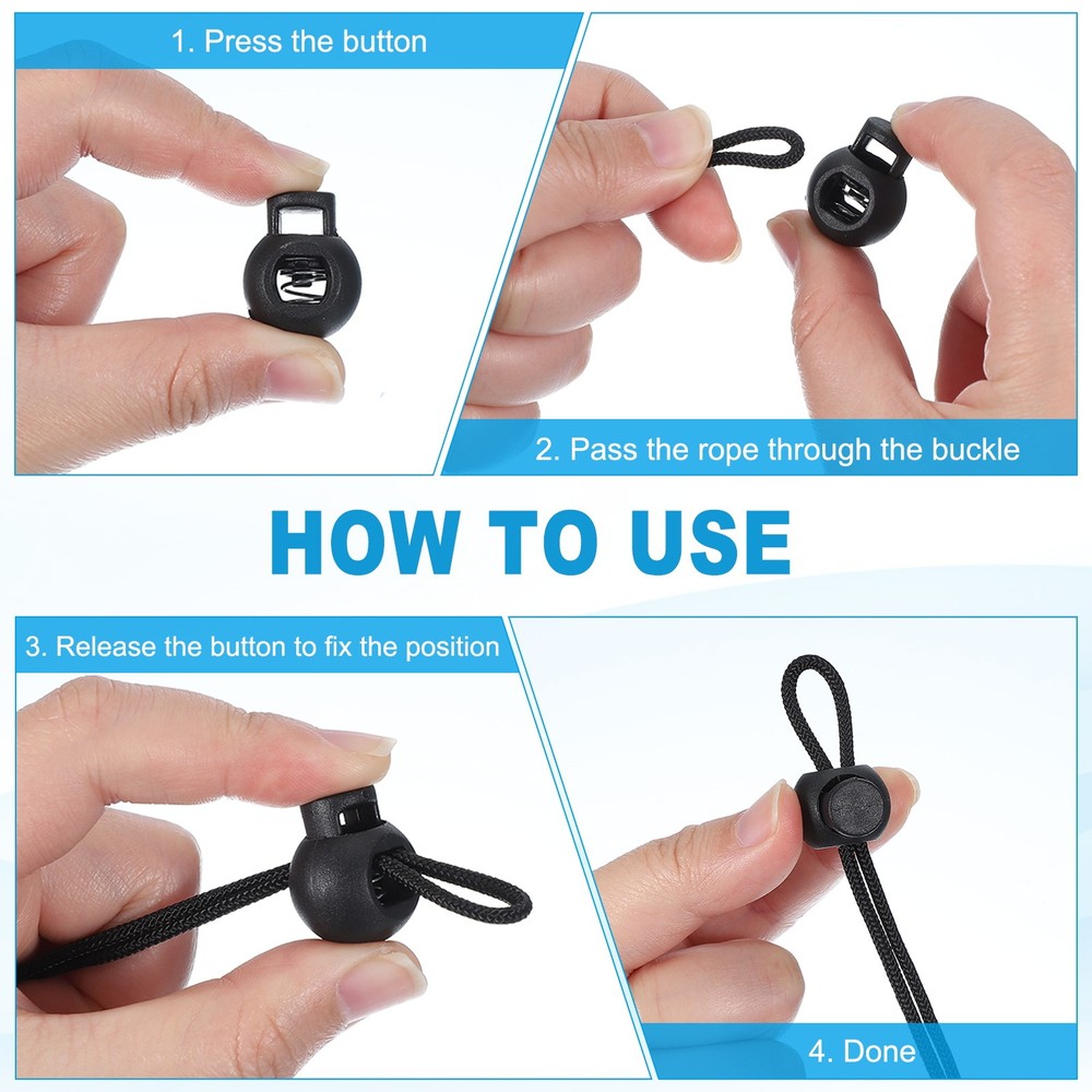 30Pcs Round Cord Lock Single Hole Spring Loaded Toggle Stoppers with Box White