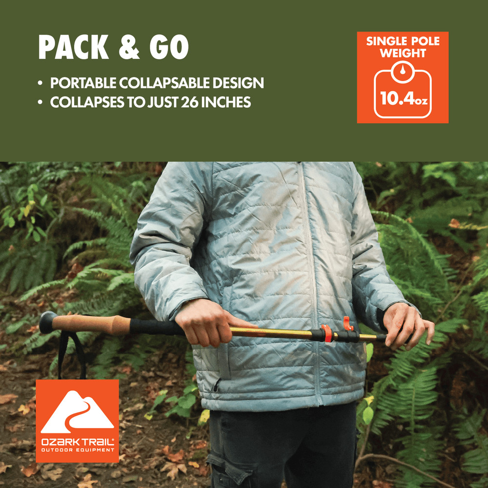 Aluminum Quick Lock Adjustable Trekking Pole W/ Grip 2 Count