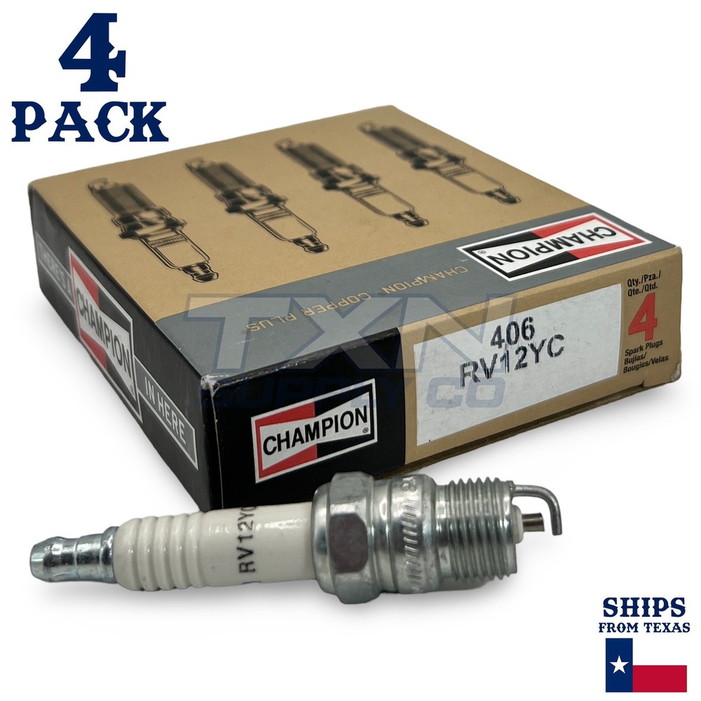Champion RV12YC (406) Copper Plus Spark Plug, Pack of 4