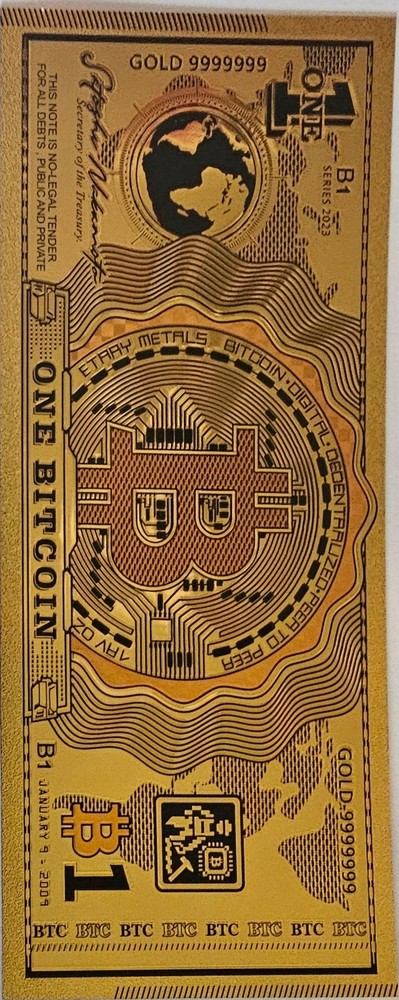 Bitcoin Commemorative Gold Plated Bill
