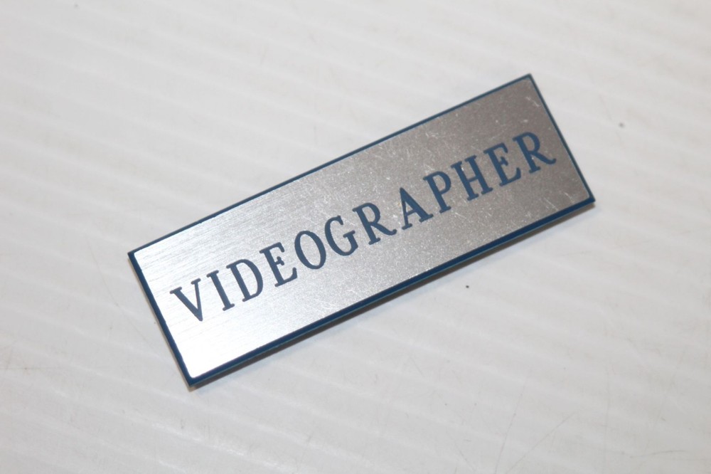Vintage Videographer - Name Tag Badge Engraved - Rectangular w/ Magnetic Back