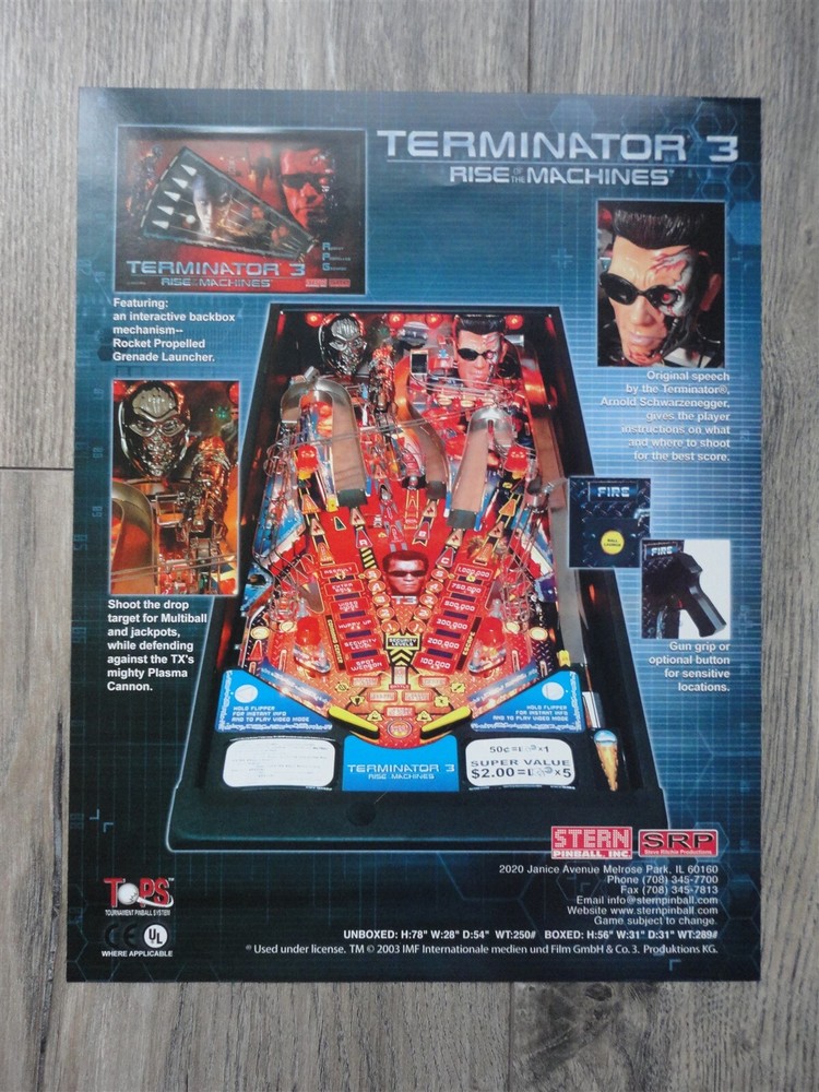 Terminator 3 Pinball Machine Flyer Stern Original Brochure