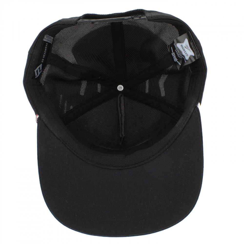 Miller High Life Patch Flat Bill Rope Hat Black