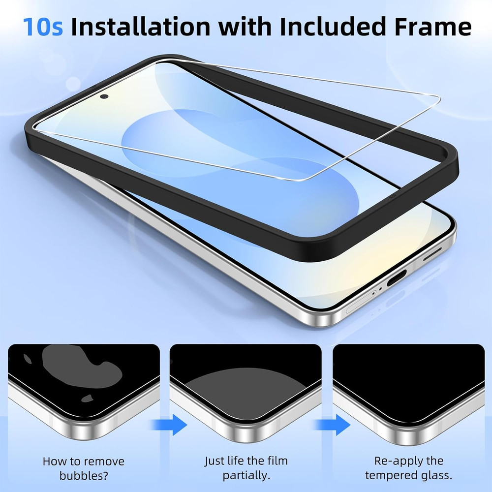 2+2 Pack for Samsung Galaxy S25 FE Screen Protector & Camera Lens Protector, Fin