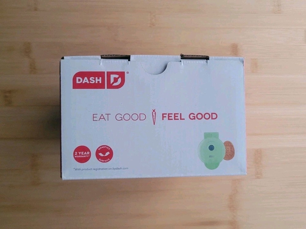 Dash Easter Egg Mini Waffle Maker Teal Green Non-Stick 4"