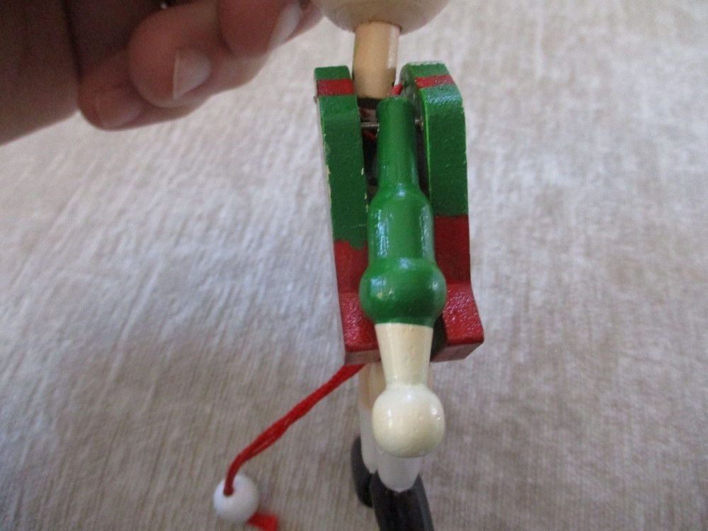 Handcrafted Wooden Bavarian Acrobat Toy Pull String Decor