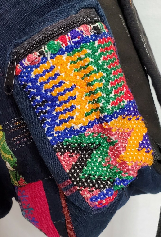 Embroidered Backpack Belize Multi-Colored Stitched Hand Crafted