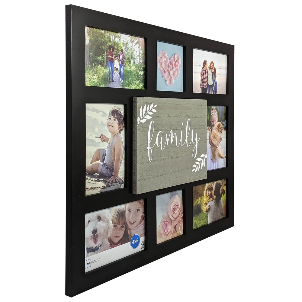 Mainstays 8-Opening Plaque Sentiment Collage Picture Frame, Black
