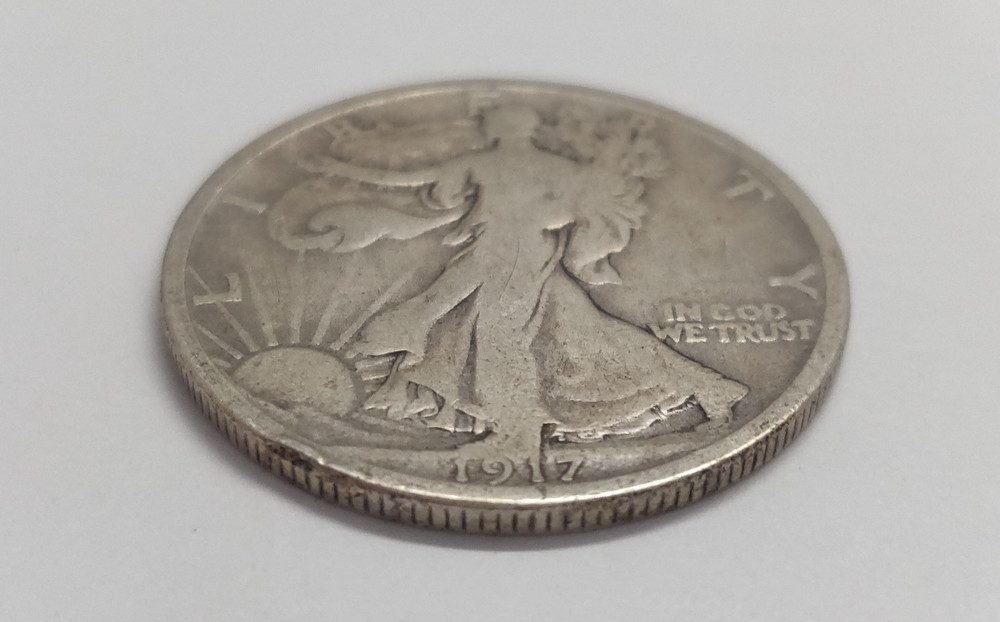 1917-D WALKING LIBERTY HALF DOLLARS X 2 OBVERSE AND REVERSE MINT MARKS