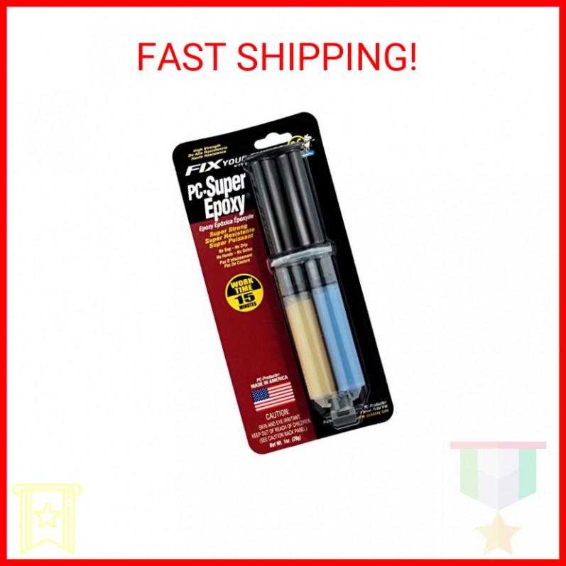 PC Products PC-Super Epoxy Adhesive Paste, Two-Part 1 oz Double Syringe, Translu