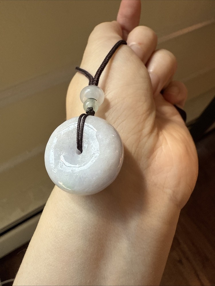 純天然翡翠A貨 老坑冰潤 肥嘟嘟平安扣 Genuine Grade A Jade Jadeite 淡淡紫 Certified