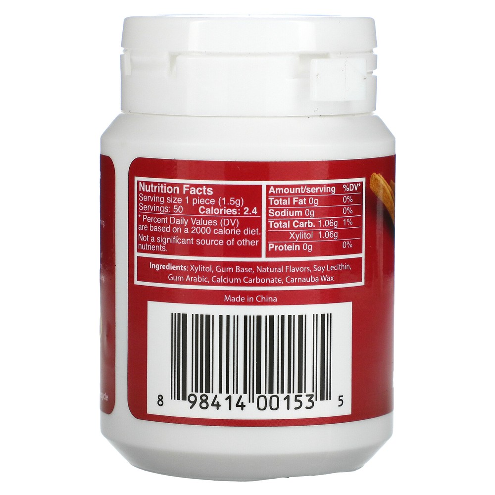 Xylitol Gum, Cinnamon, 50 Pieces